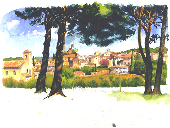 Watercolor Painting of Lourmarin, France by John Hulsey